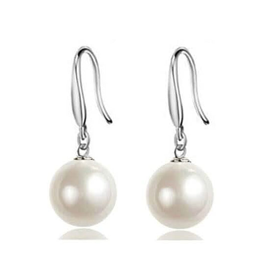 925 Silver Filled High Polish Finsh Elegant Statement Pearl Earrings DailySale