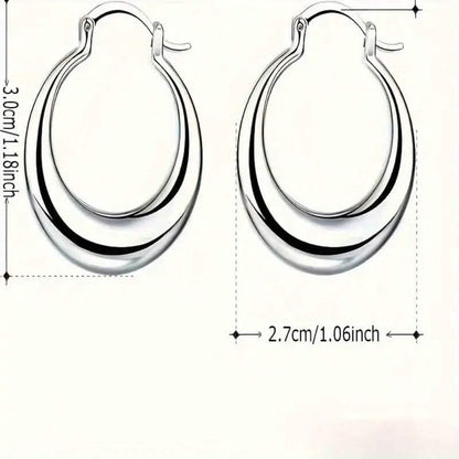 925 Silvery-Plated Hoop Earrings for Women DailySale