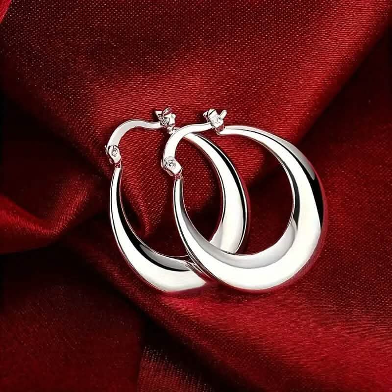 925 Silvery-Plated Hoop Earrings for Women DailySale