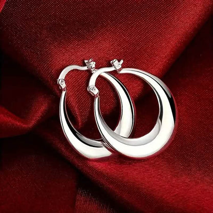 925 Silvery-Plated Hoop Earrings for Women DailySale