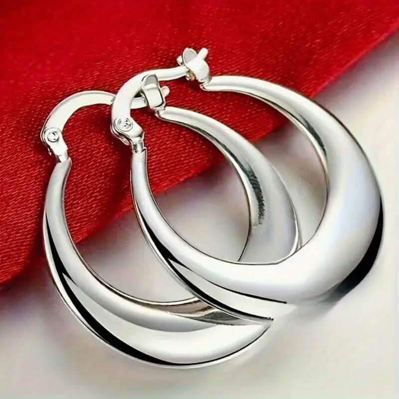 925 Silvery-Plated Hoop Earrings for Women DailySale
