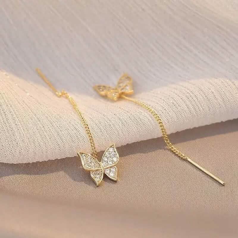 925 Silvery Post Yellow Alloy Butterfly Earrings DailySale