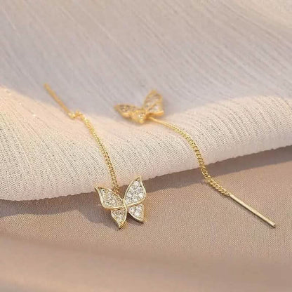 925 Silvery Post Yellow Alloy Butterfly Earrings DailySale