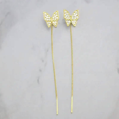 925 Silvery Post Yellow Alloy Butterfly Earrings DailySale