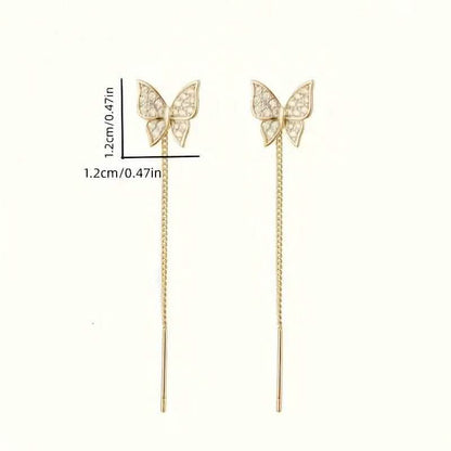 925 Silvery Post Yellow Alloy Butterfly Earrings DailySale