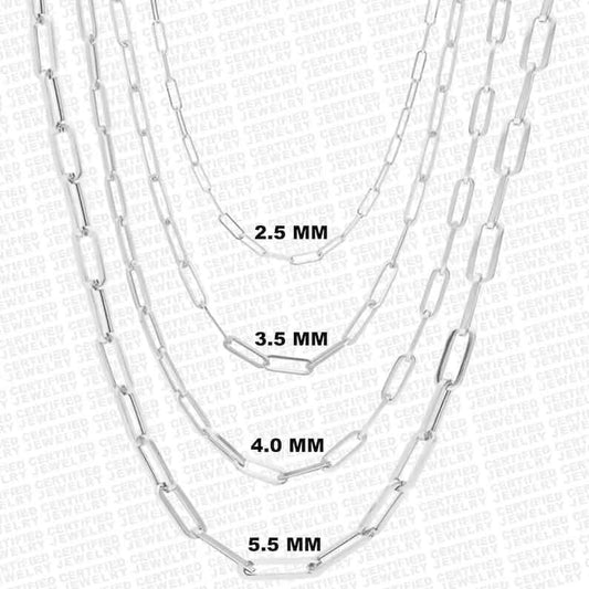 925 Italian Solid Sterling Silver Paperclip Necklace DailySale