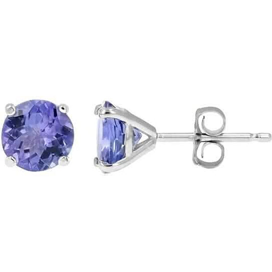 925 Solid Sterling Silver 2.00ct Genuine Tanzanite Round Stud Earrings DailySale