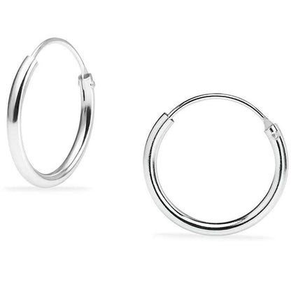 925 Solid Sterling Silver Endless Hoop Earrings - Assorted Sizes DailySale