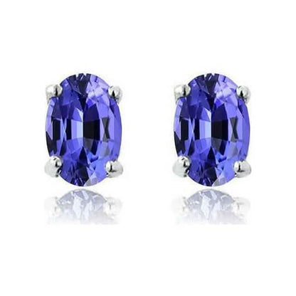925 Sterling Silver 2.00ct Genuine Tanzanite Oval Stud Earrings DailySale