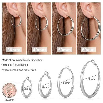 925 Sterling Silver 50mm Hoop Earrings DailySale