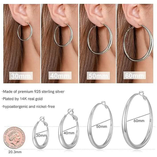 925 Sterling Silver 50mm Hoop Earrings DailySale
