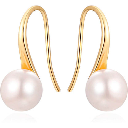 925 Sterling Silver 7.5-8mm White Freshwater Cultured Pearl Dangle Drop Earrings DailySale