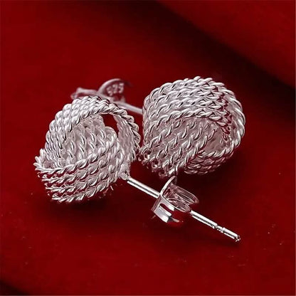 925 Sterling Silver Braided Ball Earrings DailySale
