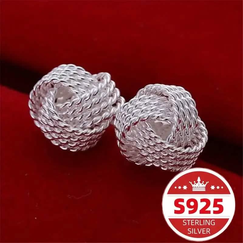 925 Sterling Silver Braided Ball Earrings DailySale