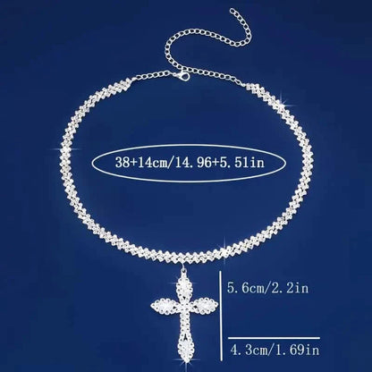 925 Sterling Silver Cross Pendant Necklace with Sparkling Rhinestone Embellishments DailySale