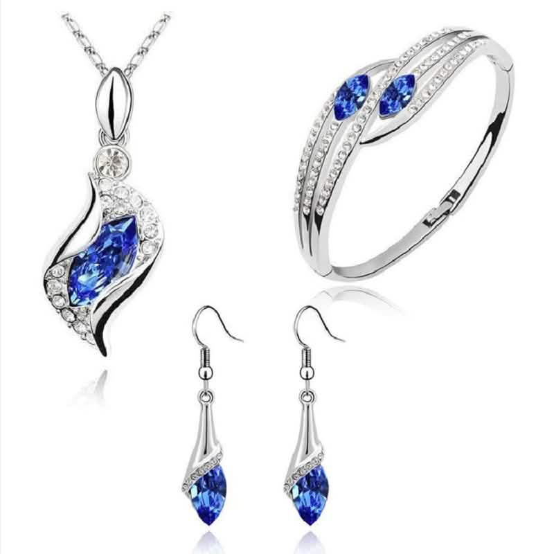 925 Sterling Silver Crystal Jewelry Set DailySale