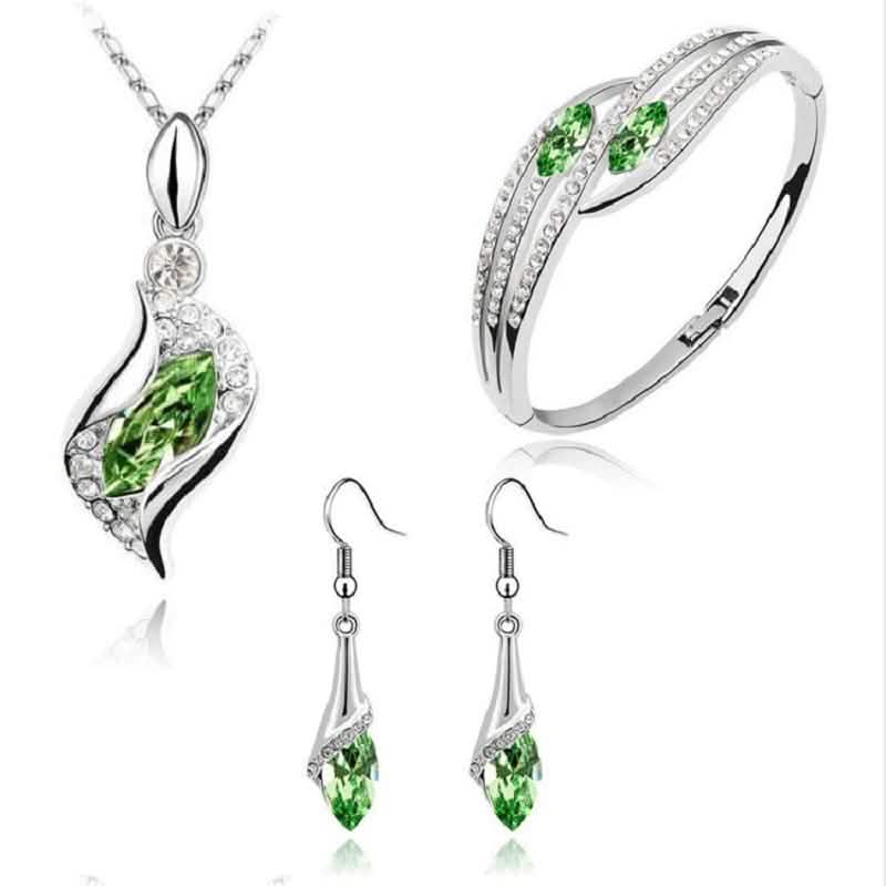 925 Sterling Silver Crystal Jewelry Set DailySale