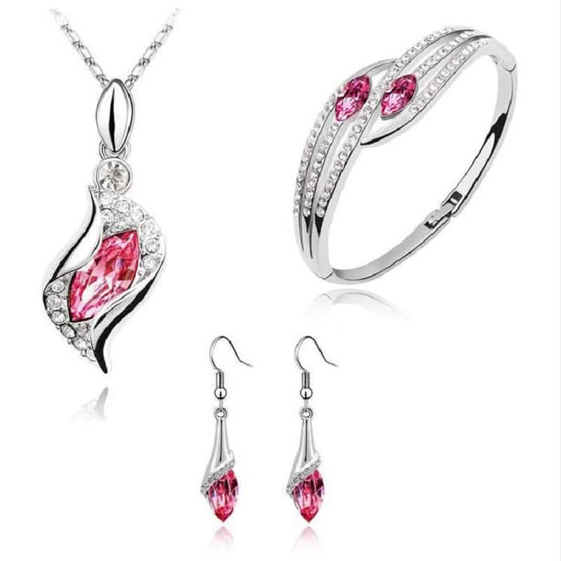 925 Sterling Silver Crystal Jewelry Set DailySale