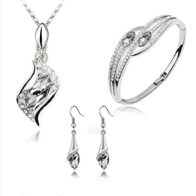 925 Sterling Silver Crystal Jewelry Set DailySale