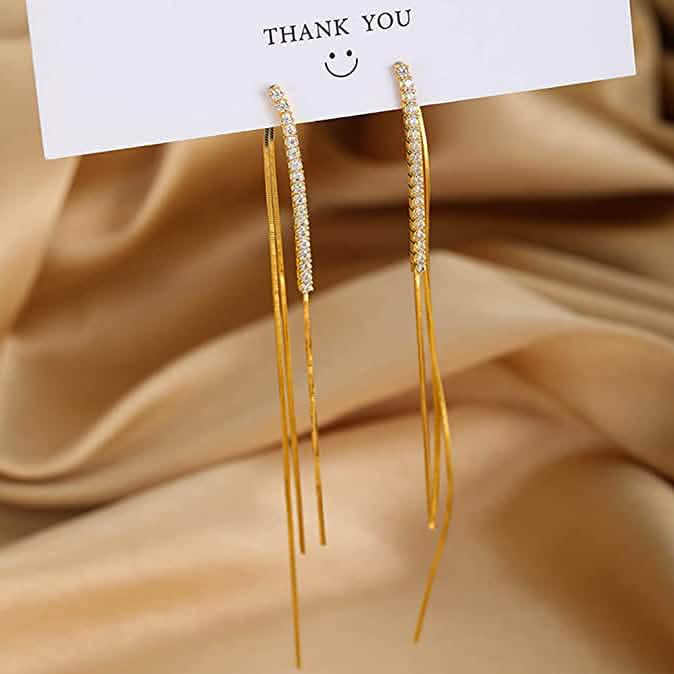 925 Sterling Silver Dangle Chain Tassel Earrings DailySale