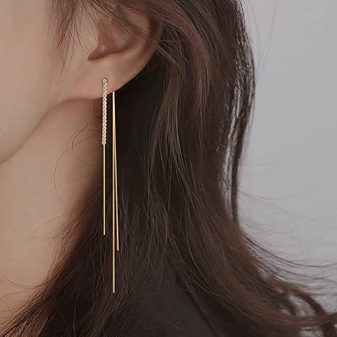 925 Sterling Silver Dangle Chain Tassel Earrings DailySale
