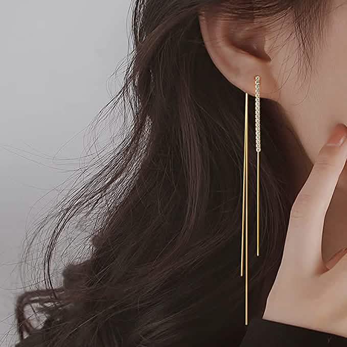 925 Sterling Silver Dangle Chain Tassel Earrings DailySale