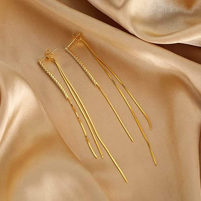 925 Sterling Silver Dangle Chain Tassel Earrings DailySale