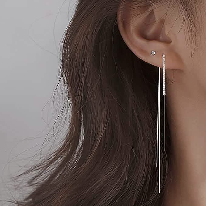 925 Sterling Silver Dangle Chain Tassel Earrings DailySale