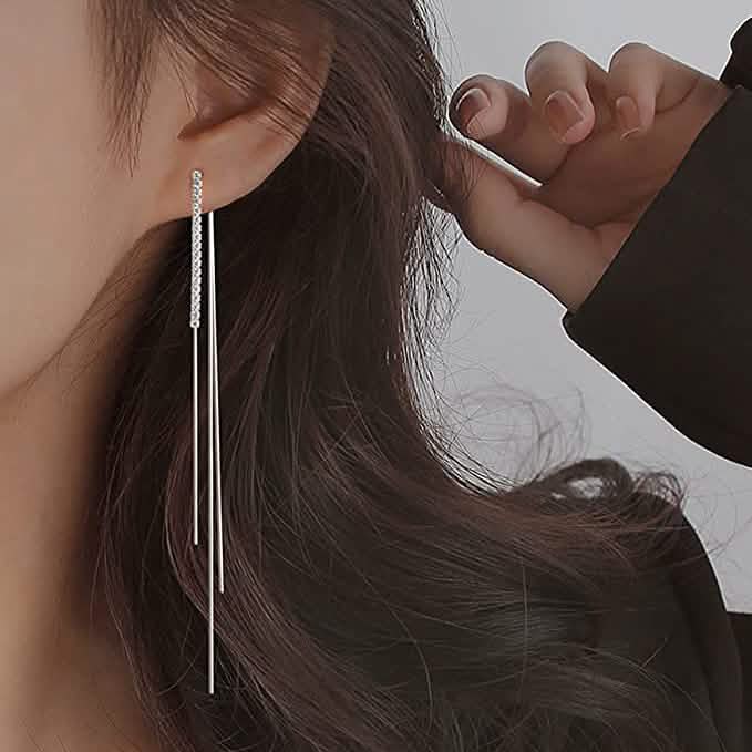 925 Sterling Silver Dangle Chain Tassel Earrings DailySale