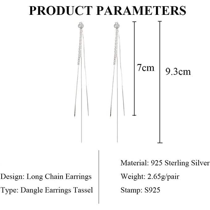 925 Sterling Silver Dangle Chain Tassel Earrings DailySale