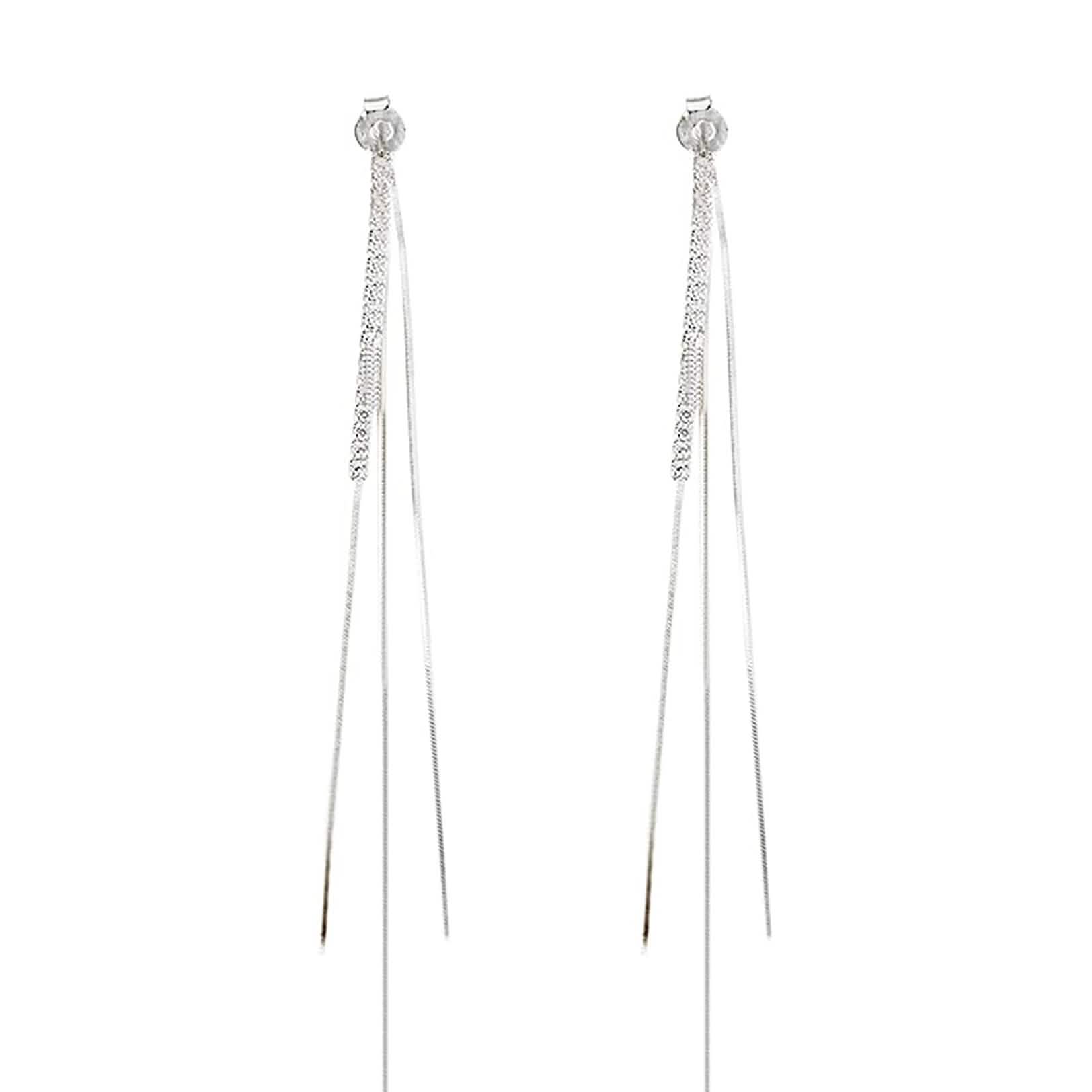 925 Sterling Silver Dangle Chain Tassel Earrings DailySale