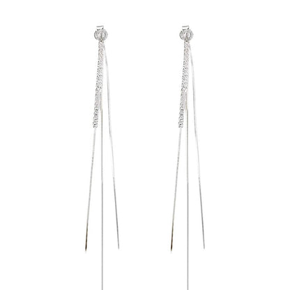 925 Sterling Silver Dangle Chain Tassel Earrings DailySale