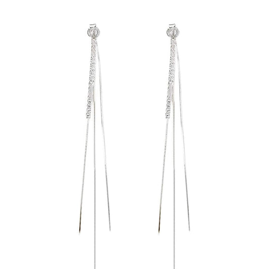 925 Sterling Silver Dangle Chain Tassel Earrings DailySale