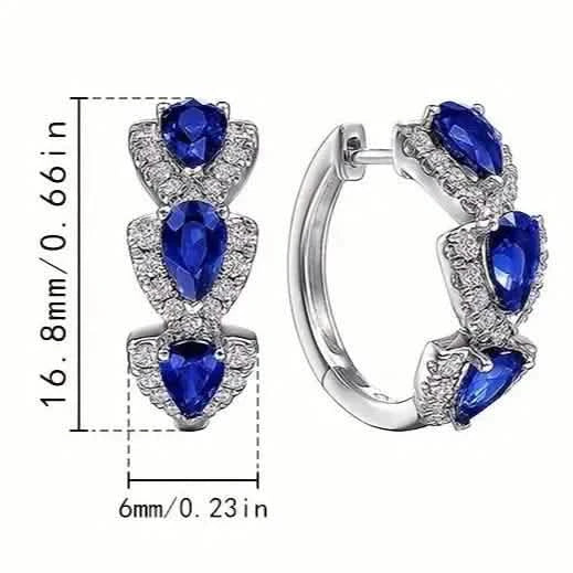 925 Sterling Silver Hoop Earrings with Synthetic Cubic Zirconia DailySale