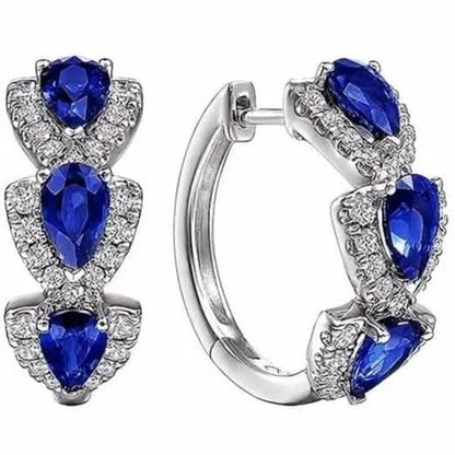 925 Sterling Silver Hoop Earrings with Synthetic Cubic Zirconia DailySale