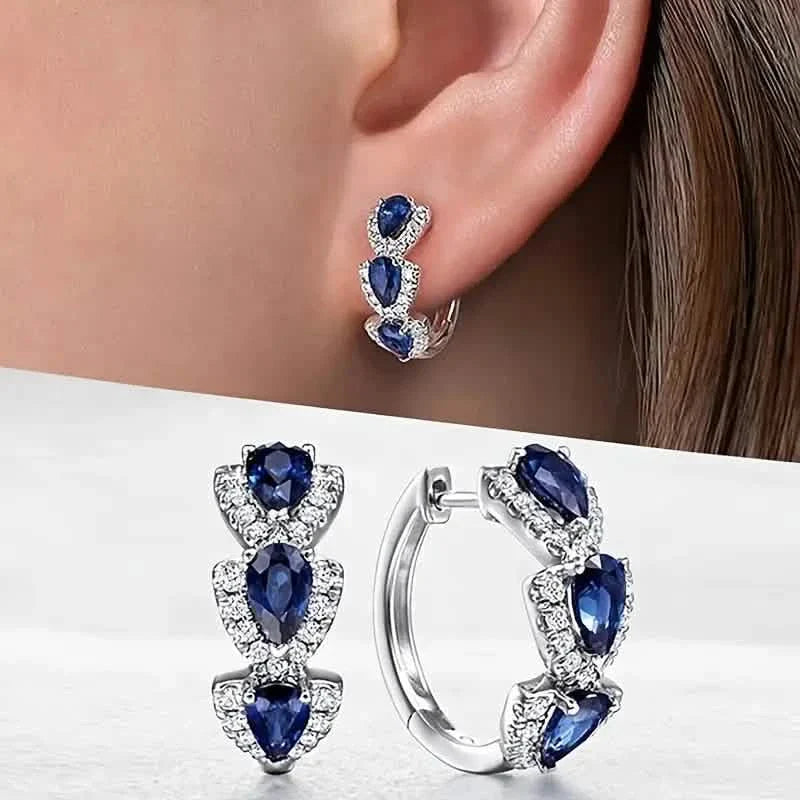925 Sterling Silver Hoop Earrings with Synthetic Cubic Zirconia DailySale