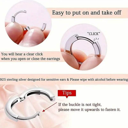 925 Sterling Silver Hoop Earrings with Synthetic Cubic Zirconia DailySale