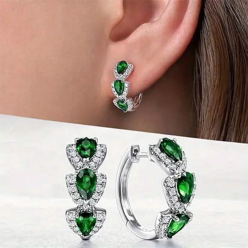 925 Sterling Silver Hoop Earrings with Synthetic Cubic Zirconia DailySale