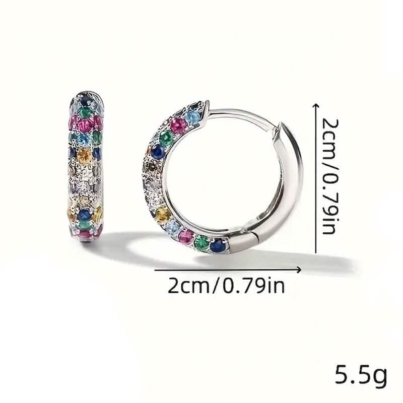 925 Sterling Silver Round Colorful Synthetic Zirconia Earrings DailySale