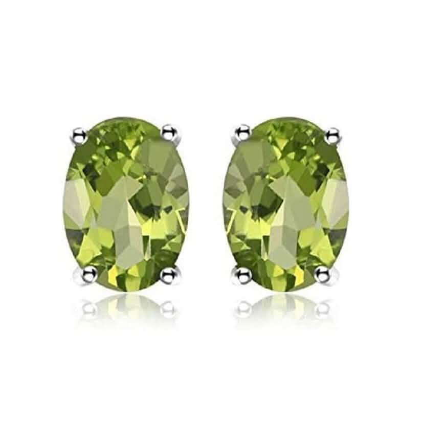 925 Sterling Silver Round/Oval Peridot Stud Earrings DailySale