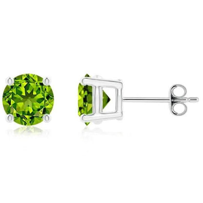925 Sterling Silver Round/Oval Peridot Stud Earrings DailySale