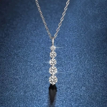 925 Sterling Silver Synthetic Cubic Zirconia Droplet Pendant Necklace DailySale