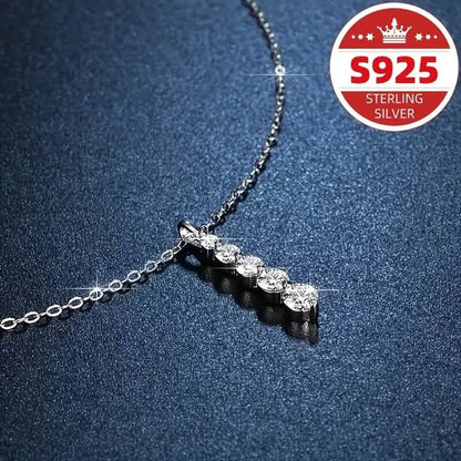 925 Sterling Silver Synthetic Cubic Zirconia Droplet Pendant Necklace DailySale