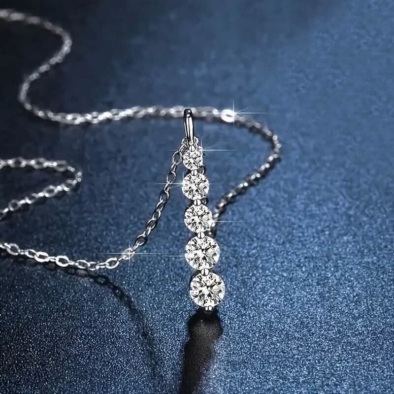 925 Sterling Silver Synthetic Cubic Zirconia Droplet Pendant Necklace DailySale