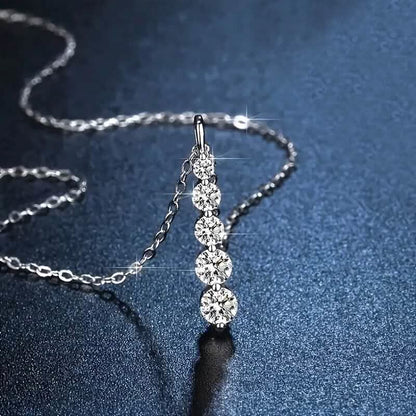 925 Sterling Silver Synthetic Cubic Zirconia Droplet Pendant Necklace DailySale