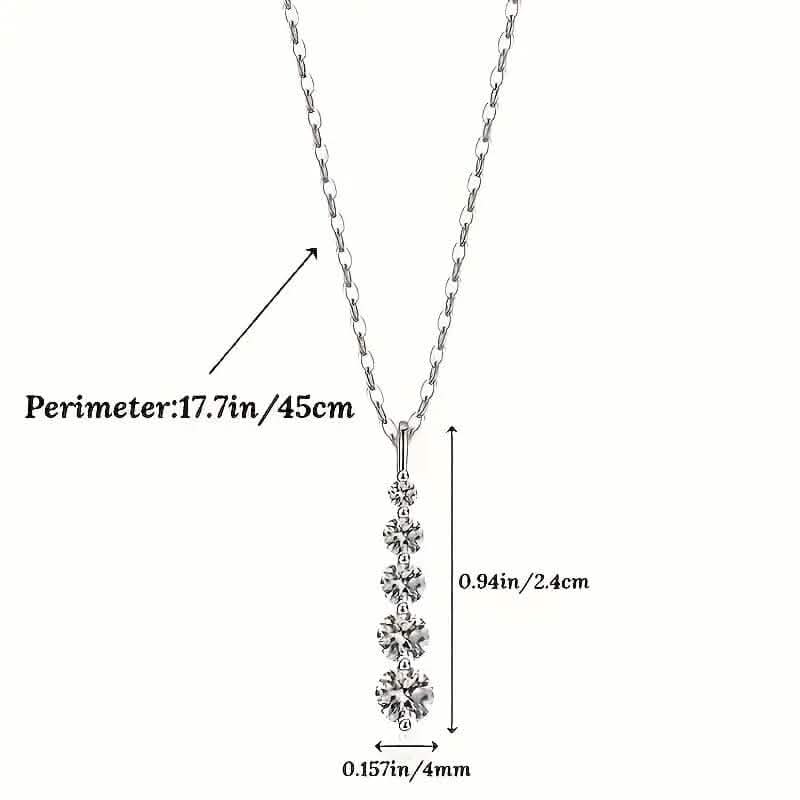 925 Sterling Silver Synthetic Cubic Zirconia Droplet Pendant Necklace DailySale