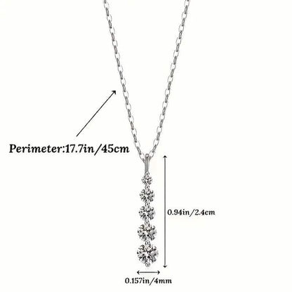 925 Sterling Silver Synthetic Cubic Zirconia Droplet Pendant Necklace DailySale