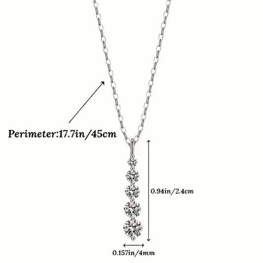 925 Sterling Silver Synthetic Cubic Zirconia Droplet Pendant Necklace DailySale