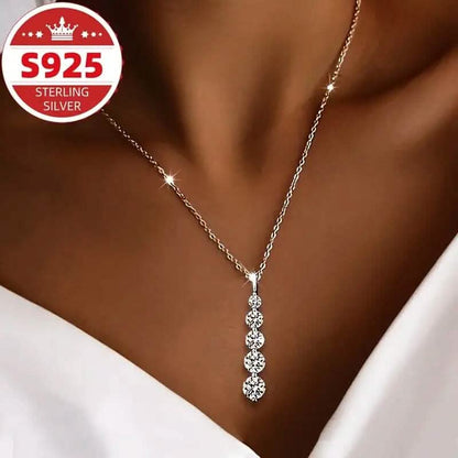 925 Sterling Silver Synthetic Cubic Zirconia Droplet Pendant Necklace DailySale