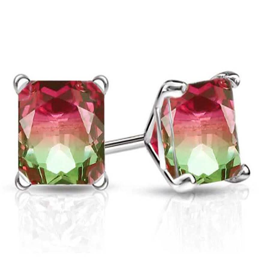 925 Sterling Silver Watermelon Tourmaline Earrings DailySale